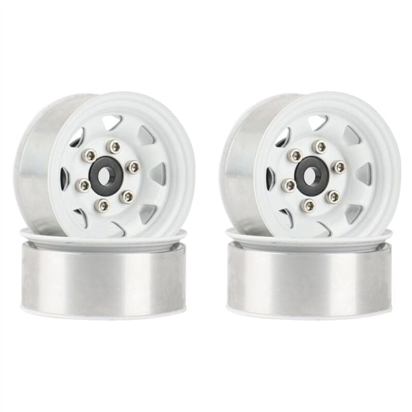 4 stk 1,55 metallfelger med beadlock og dekksett for 1/10 RC Crawler Car Axial Jr D90 CC01 LC70, 1 hvit