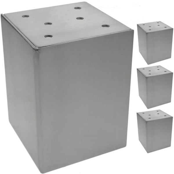 Kubiske bordbein for møbler og skrivebord i rustfritt stål 10 cm 4-pakning