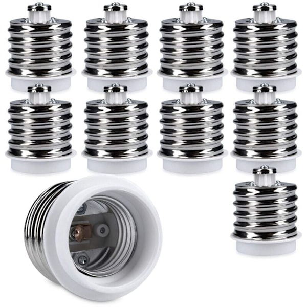 10x Sokkeladapter - 10x E40 til E27 Sokkelkonverter - E27 Base Lampeholder Adapter til Halogen LED Pære
