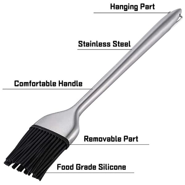 Basting Brush Set, 5-delt Pastry Børster, Rustfrie Stål Håndtak, Utskiftbare Silikonbust, Grill Baking Brush