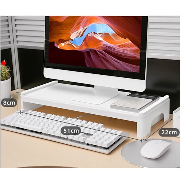 1 stk. Laptop PC Stativ Bord Bord Opbevaring Organizer Hylde Computer Skærm Forhøjer Holder Stativ Hvid