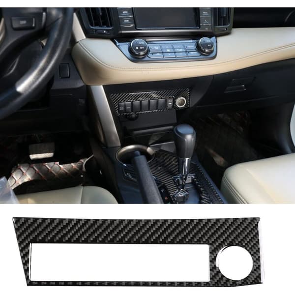 ABS Fiber Center Instrument Control Button Switch Trim Panel Cover til 2015-2019 Bil Styling