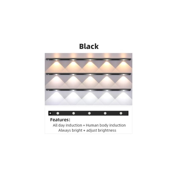 LED Skabslys, LED Skabslys med Bevægelsessensor, Køkkensensor Skabslys, Natlys til Skab, Garderobe, Trapper, Badeværelse 40cm