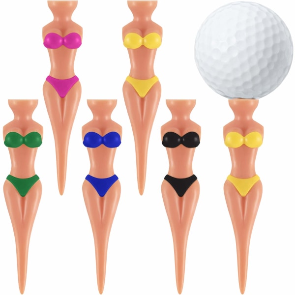 Funny Golf Tees Golf Tees, 76 mm/ 3 Tommers Plastic Pin-Up Golf Tees, Herre Dame Golf Tees for Golf Trening Golf Tilbehør (5 deler)