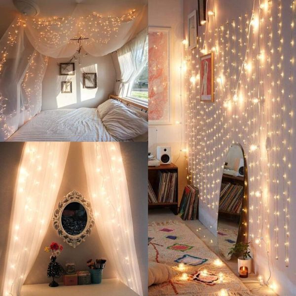 15M 100 LED Lysstreng Julelys Indendørs og Udendørs 8 Tilstande Vandafvisende Feelysslyng Transparent Kabel til Hjemmedekoration Fest Jul