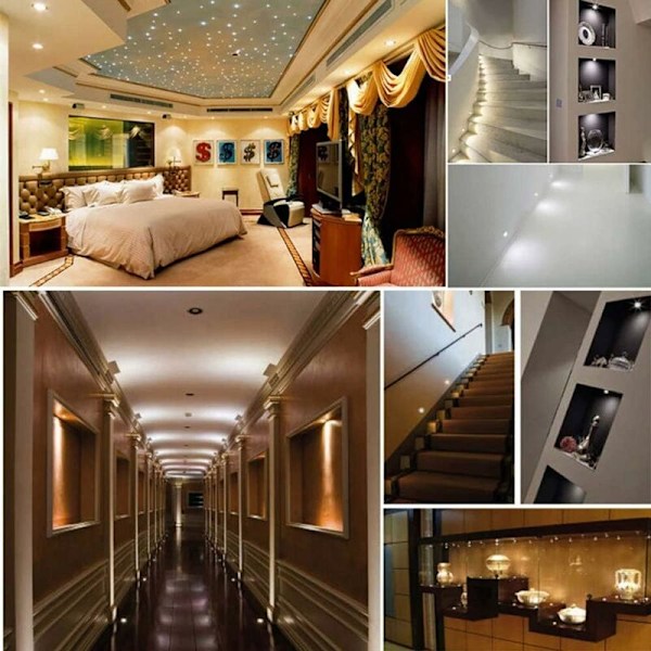 Sorte 9 stk. 12V 1W Mini LED Spotlights Indbyggede Loftlamper til Køkken Trapper Skab Gang DIY Belysning Varmt Hvidt Koldt Hvidt Showcase Skab