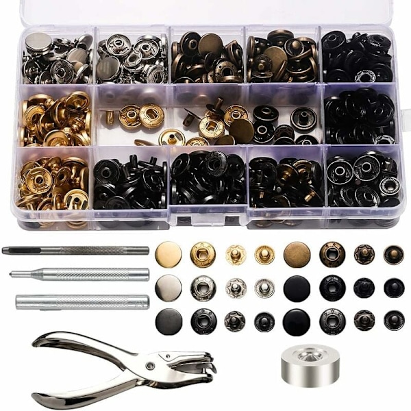 120 kpl Metalliset Napit Sarja, Mukana Leikkauspihdit ja 4 Kiinnitystyökalua Vaatteiden Korjaukseen, 6 Väriä - RWKitchen & Home ›Crafts› Sewing ›Hab