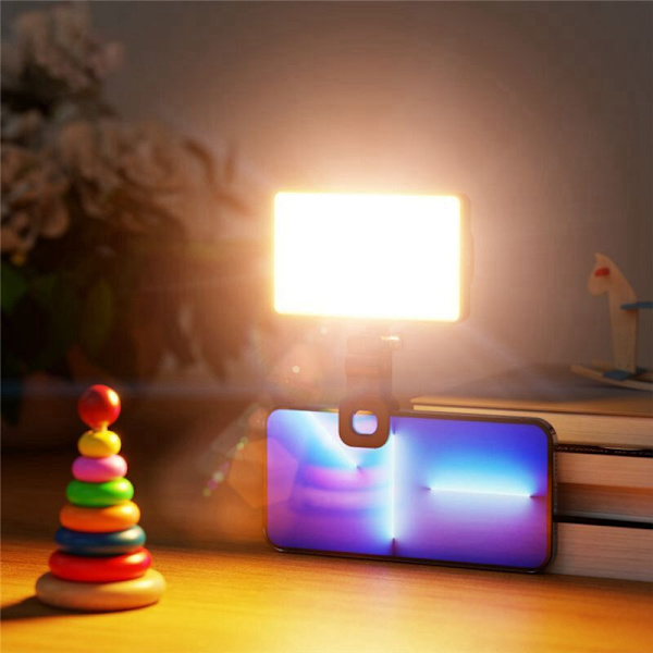 Højtydende Genopladelig LED Klips-på Justerbar Bærbar Lampe til Telefon, Tablet, Makeup, Selfie, Vlog