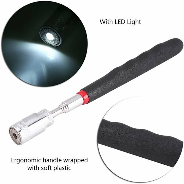 Teleskopisk Magnetisk Upphämtningsverktyg Magnetisk Upphämtning med Skumgrepp och LCD-upphämtning Förlängs 19-69cm Perfekt för Hörn och Mörka Platser