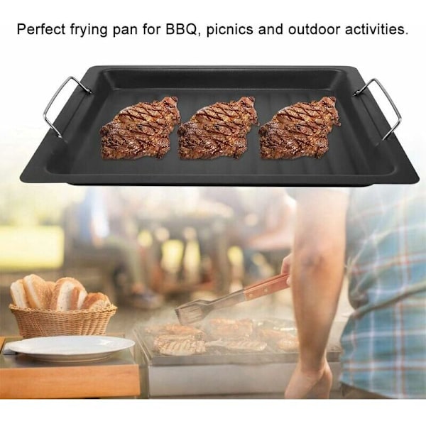 Grillpanne i rustfritt stål av matkvalitet, grillplate i rustfritt stål, non-stick grillplate, bærbar kokeplate
