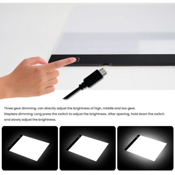 A4 Tre-nivåers dimbar LED-lysblokk Tegnebrett Pad Tracing Light Box Øyebeskyttelse Enklere for diamantmaleri