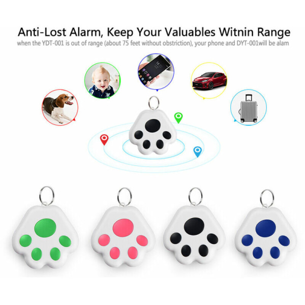 Smart GPS Tracker Hundepot BT Locator Anti-Lost Alarm Sensor Selfie Shutter Stemmeopptak for Nøkkel Lommebok Bil, Modell: Rosa - modell: Rosa, Sunny