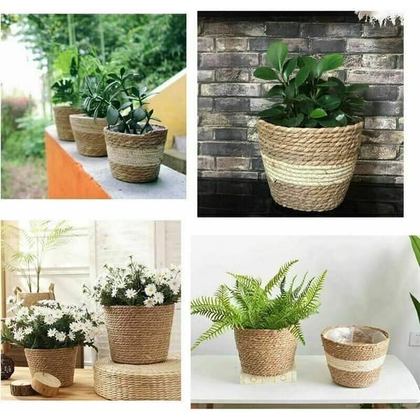 Sjögräs korg växtkorgar planteringskorg förvaring 18cm set om 2-