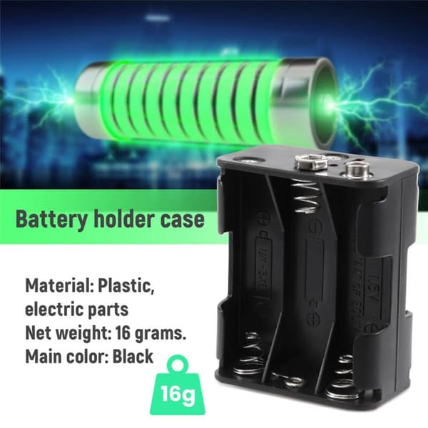 Dobbelt vurderet 6 x 1,5 V AA sort batterikasse