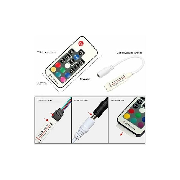 RGB DC 5V-24V RF Trådløs Fjernkontroll for Fjernkontroll 5050 3528 LED-Strips