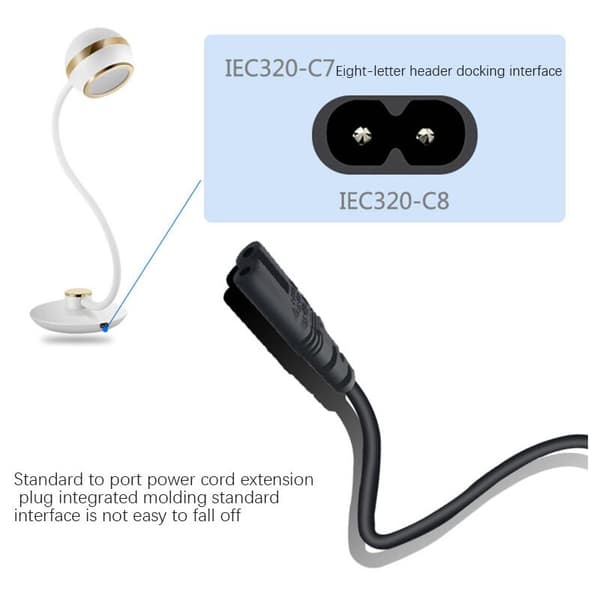 IEC 3-bens C14 han til C7 konverteradapterkabel til PDU UPS (2,0 M)