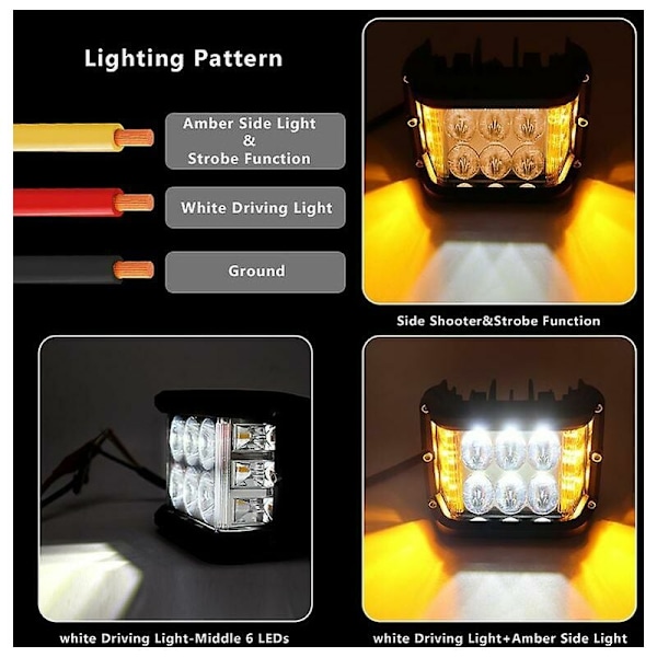 LED-frontlys 12v 24v, 2 stk 60W 10cm Flomlys Arbeidslys Lang rekkevidde LED-frontlys Motorsykkel Bil LED-lysstang LED-arbeidslys Arbeidslys for lastebil