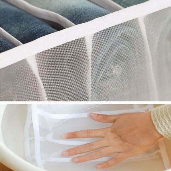 2 stk sammenleggbar skuffarrangør Stor kapasitet Kommodearrangør Sammenleggbar klesoppbevaringsboks for oppbevaring av jeans, T-skjorter, Hvit, 25x36x20cm - Wh
