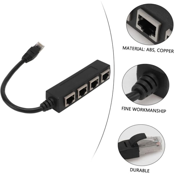 1 til 4 Port RJ45 Splitter Adapter Jevn Overføring Utmerket Tilkobling Nettverkskabel Adapter