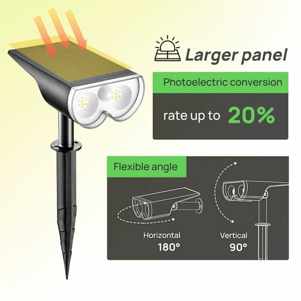 Solcellelamper til udendørs med bevægelsessensor, IP65 vandtæt udendørs væglampe, 3000K varm hvid 650lm Meget lys stærk solcellelampe til have, garage