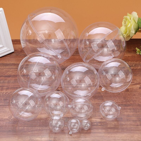 Helt ny öppningsbar plastjulgransdekoration boll transparent transparent boll dekoration presentask 3CM