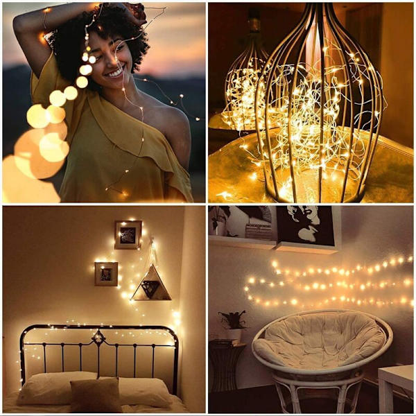 Sæt med 12 LED-lysstrenge, Batteridrevne Lys 2m 20 LED Feelysslyng IP65 Vandafvisende LED-Garland Dekoration til Soveværelse Jul Bryllup