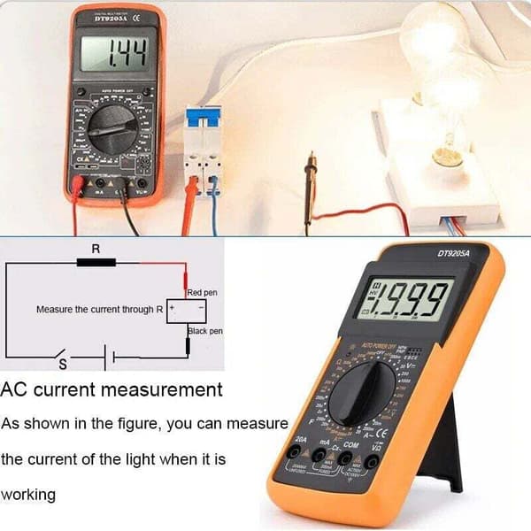 Handhållen digital multimeter LCD-display True RMS AC DC-ström Voltmeter Transistor Tester Ohm Kondensator Diod