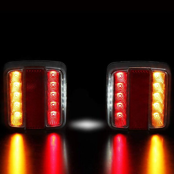 LED-baklykt for tilhenger, 12V 14 LED-markeringlys for lastebil, vanntett bremselys for RV, campingvogn, traktor, varebil, 2 stk.