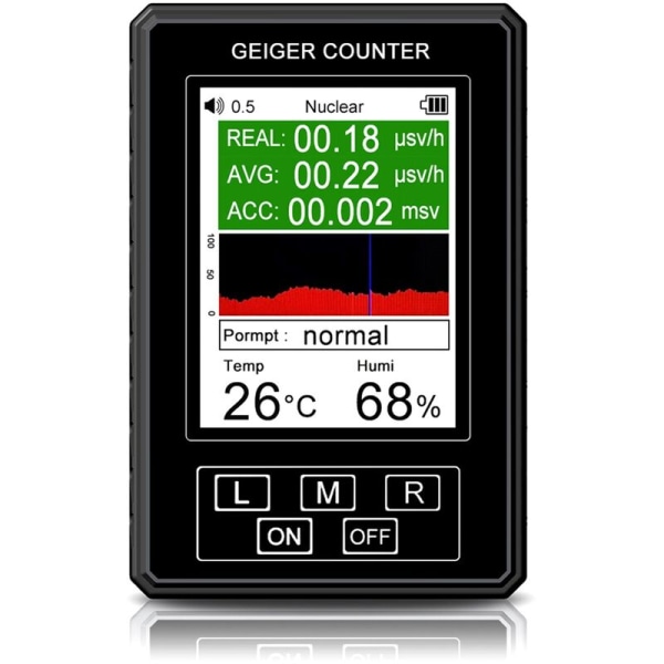 New XR1-Pro Nuclear Radiation Detector Geiger Counter X γ β Ray Radioactive Tester Thermohygrometer EMF Meter Black