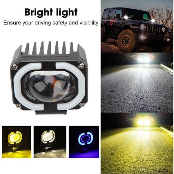 10-60V 2000LM IP67 Vanntett LED Flomlys med To-farget Linse for Lastebil, Bil, SUV, ATV, UTV, Båt, Motorsykkel, Blå Blende