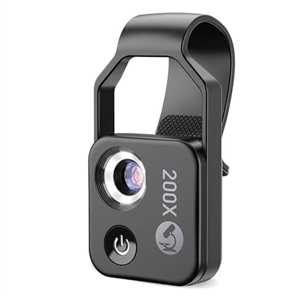 200X Mobiltelefon Mikroskop Tilbehør med Linse, Bærbar Mini Digital Mikroskop med LED Lys/Universal Klips
