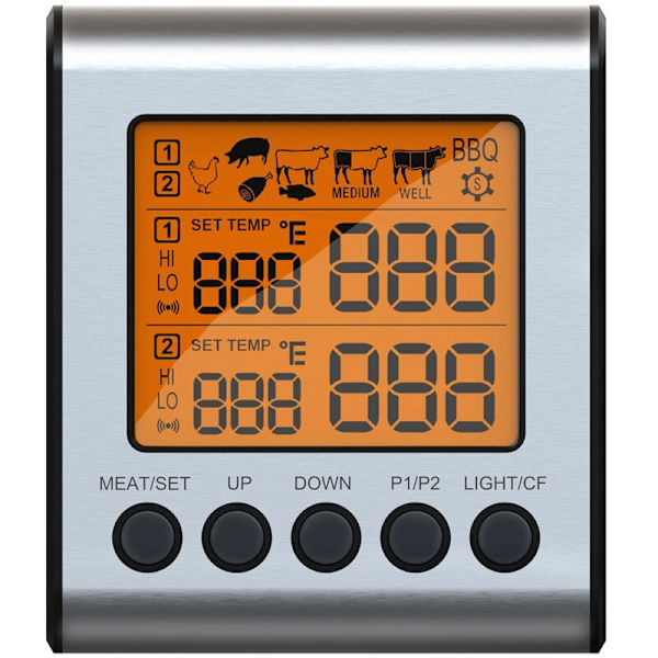 Kaksoisanturinen Digitaalinen Ulkoilma Lihan Lämpömittari BBQ Uunin Lämpömittari Suurella LCD-näytöllä Keittiöön