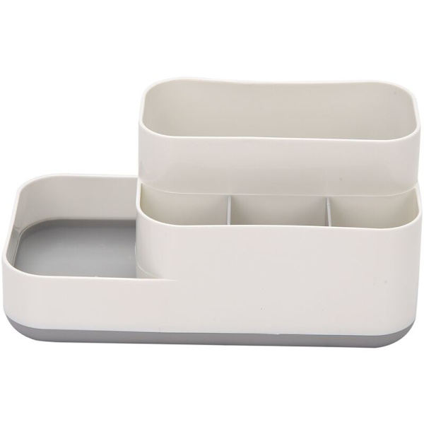 Plastik Makeup Organizer Badeværelse Opbevaringsboks Bordplade Desktop Opbevaringsboks Diverse Beholder Grå