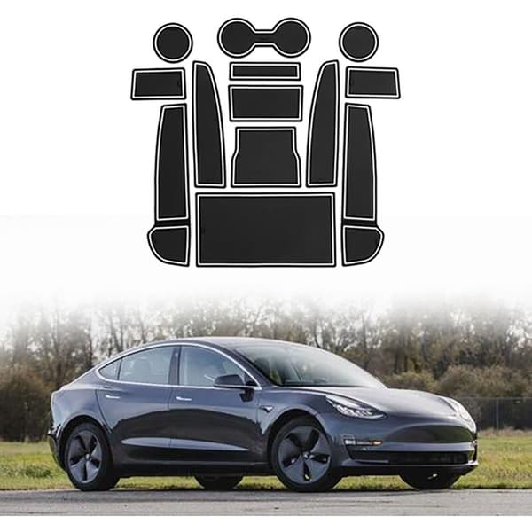 13 stk./sæt dørspalte kopholder skridsikker bilmåtte til Model 3 2017-2021 interiør tilbehør