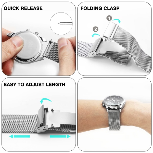 För Huawei DW Samsung Smart Watch Armband 20mm (silver) 20mm