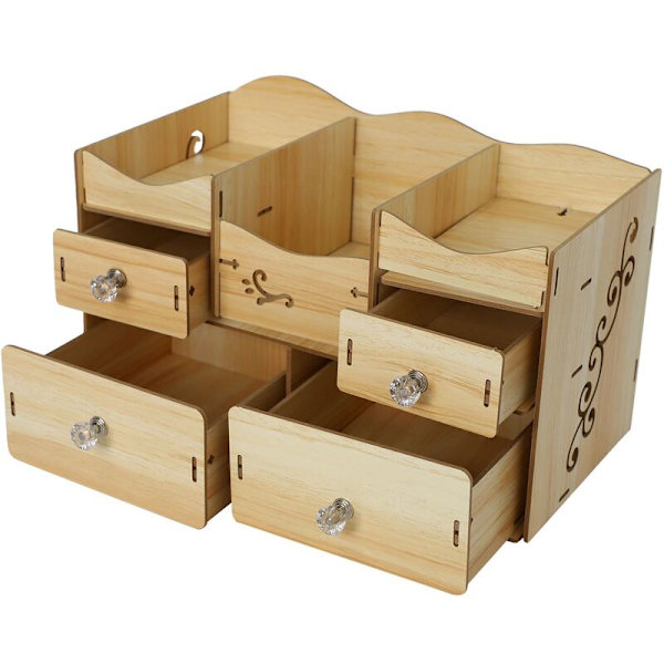 Træ Makeup Organizer Badeværelse Opbevaringsboks Opbevaringsboks til Kontorbord Opbevaringsboks Diverse Diverse