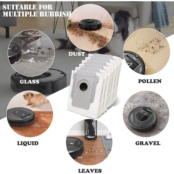 10 stk Irobot Roomba i7-poser, erstatningsstøvsugerposer for iRobot Roomba i7 i7+ / i7 Plus E5 E6 E7 S9 S9+ støvsuger