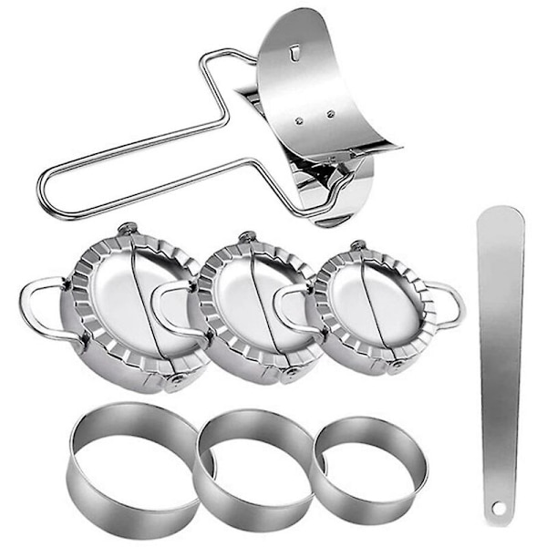 Dumpling Maker 8-delt sett med pressformer og kuttere for wonton og gyoza