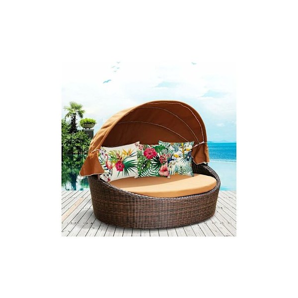 -Utomhuskuddfodral Tropisk Blomma Växt Flamingo Linne Kuddfodral Kuddfodral 4545cm