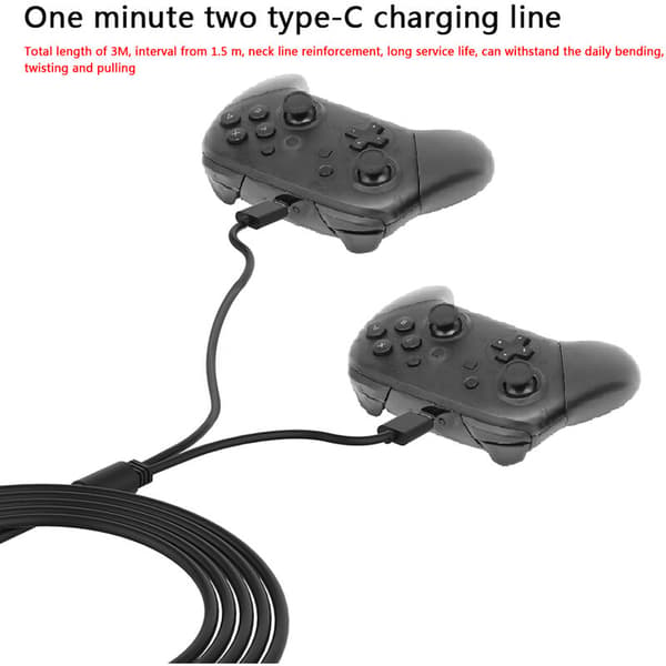 2 i 1 Type-C opladningskabel Type-C Game Controller Console Hurtigopladningsledning til PS5