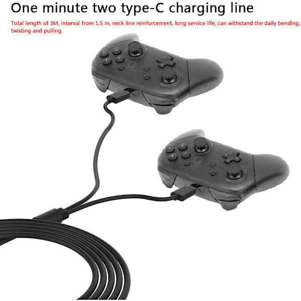 2 in 1 Type-C latauskaapeli Type-C peliohjain konsoli nopea lataus virtajohto PS5:lle