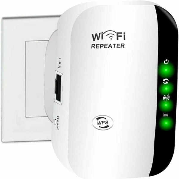 WiFi-forstærker, 2,4G trådløs internetforstærker til hjemmet 300 Mbps Super boost Wi-Fi Range Repeater WLAN Signal Booster Repeater, Nem opsætning og Covera