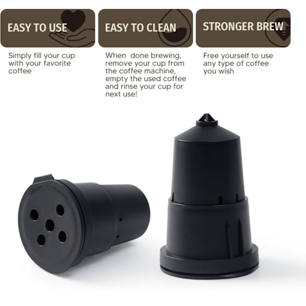 3 st återfyllningsbara kaffefilterkoppar Kapsel fylld återanvändbar pod kompatibel med 1.0 K Cup kaffebryggare A