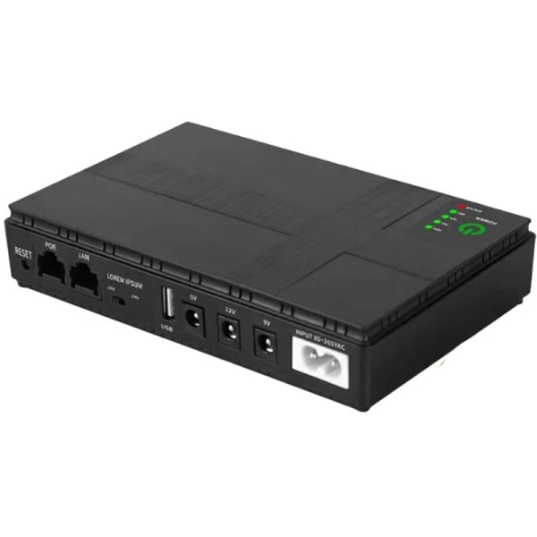 5V 9V 12V Afbrydelse Strømforsyning Mini UPS POE 10400MAh Batteribackup til CCTV WiFi Router (EU-stik)