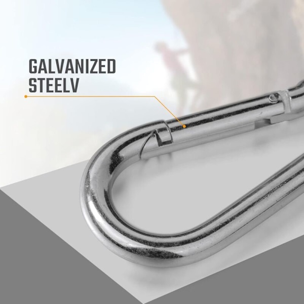 Galvaniseret Stål Karabiner, Heavy Duty Stål Karabiner, Fjederbelastet Karabiner Låsende Karabiner til Camping Hængekøje Sving Hundeline (med Nøgle Ring