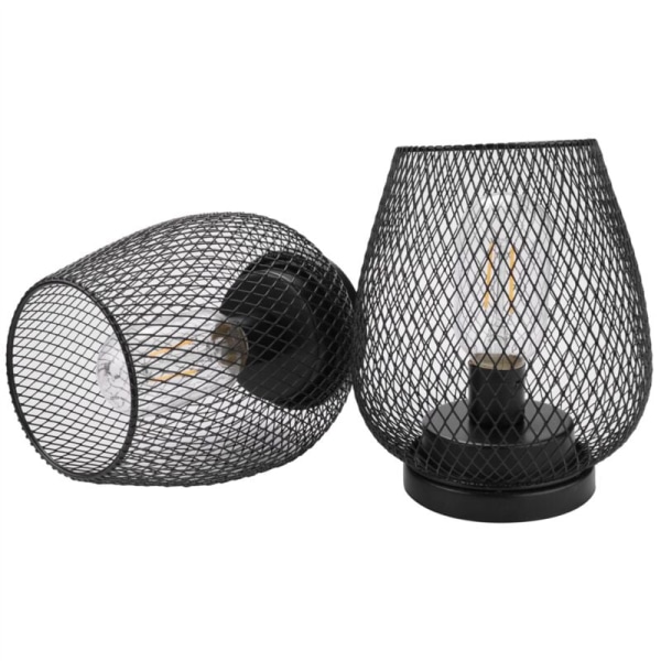 Metallbur Bordlampe, Trådløs Accentlampe med LED-pære Sengelampe Batterilys for Bryllup Hage (Eggform)
