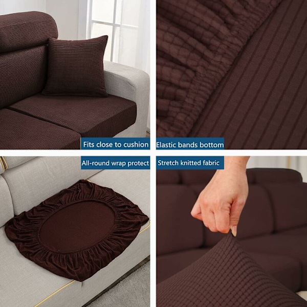 Stretch putetrekk, sofa putetrekk møbelbeskyttertrekk, sofa setetrekk for sofa 4 seters putetrekk for stol (kaffe)