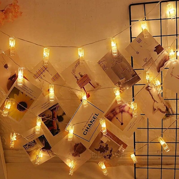 Valokuvajouluvalot, Jouluvalot Makuuhuoneen Led-valokuvajouluvalot Paristoilla Toimiva Valokuva-leikkurin Lamppu (1.5m 10led, Lämmin Valkoinen)