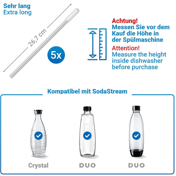 Diskmaskinsflaskhållare Diskmaskinsinsats för SodaStream Crystal och Duo med förlängd silikonlock, 26,7 cm 5 stycken