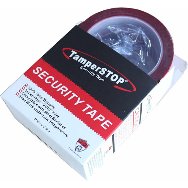 Rulle 100% Total Transfer Tamper Evident Säkerhetstejp, - Röd, 5cm x 50m x 2 mil, Säkerhetstejp